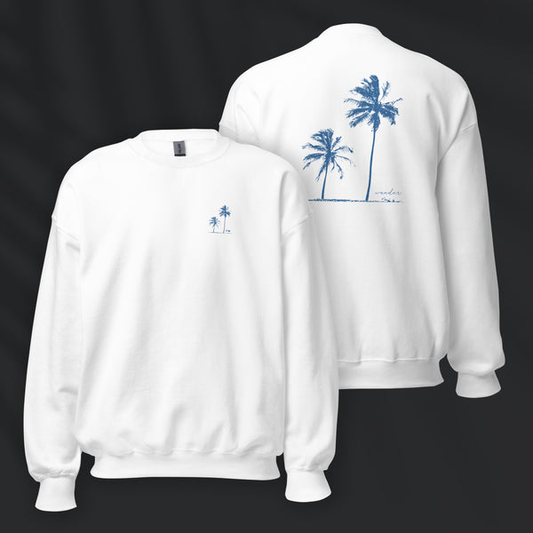 Twin Palms Pullover | White Cerulean